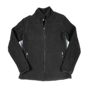 Black Thick Fleece Outdoor Zipup with Zip Up Pockets